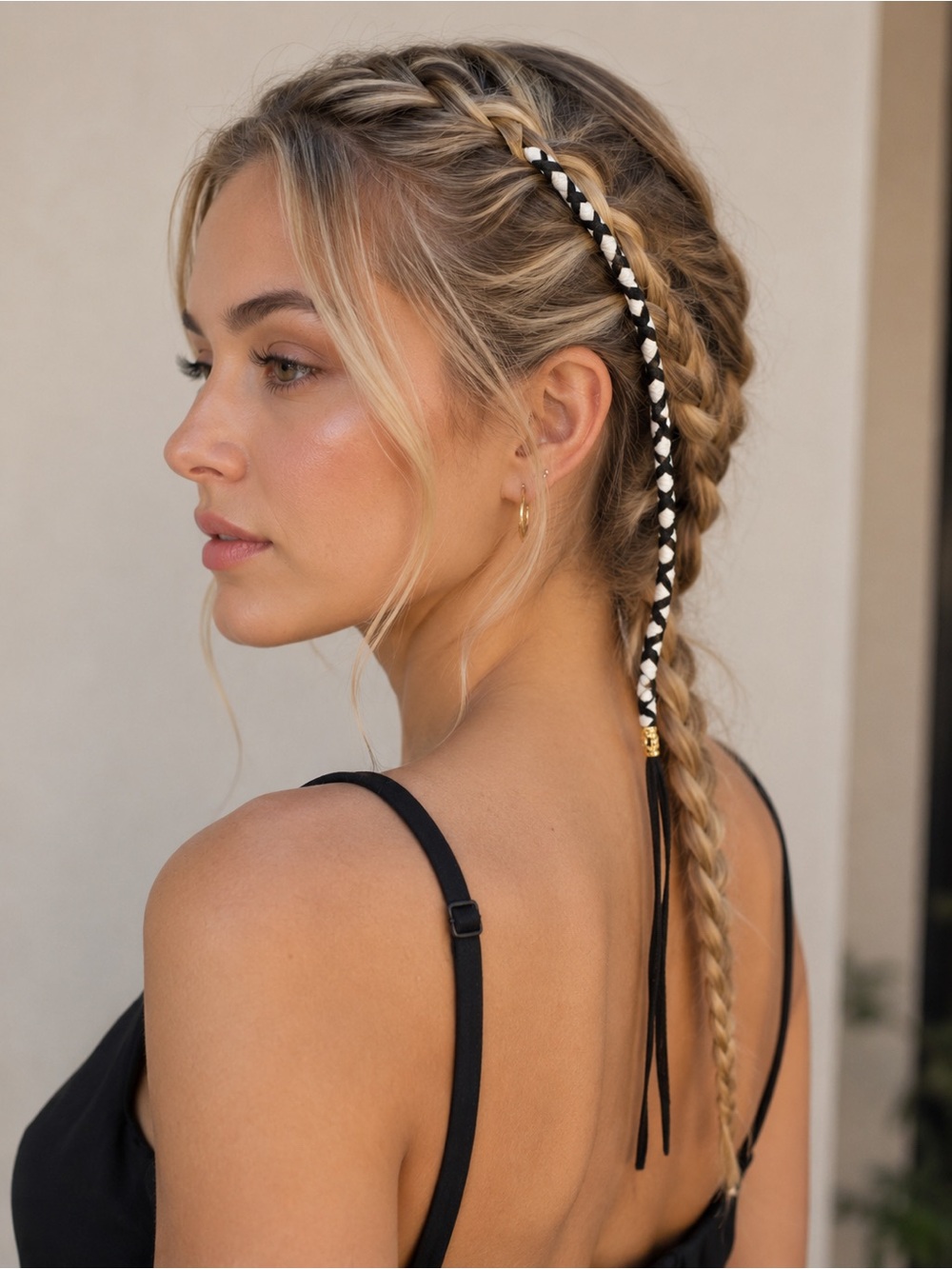 Free People NWT Black and White Hair Braid in Accessory